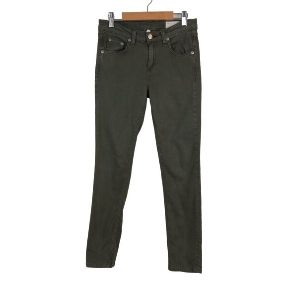 RAG & BONE Women's Green Mid Rise The Skinny Jeans in Distressed Fatigue 26 - Picture 3 of 10